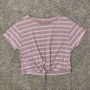 Stripped Cropped Pink T-Shirt